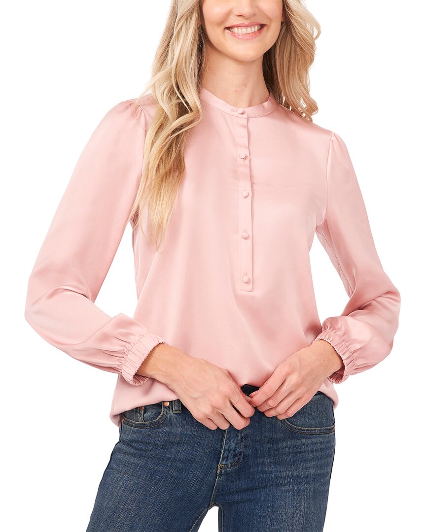 CECE CECE HALF BUTTON-DOWN BLOUSE
