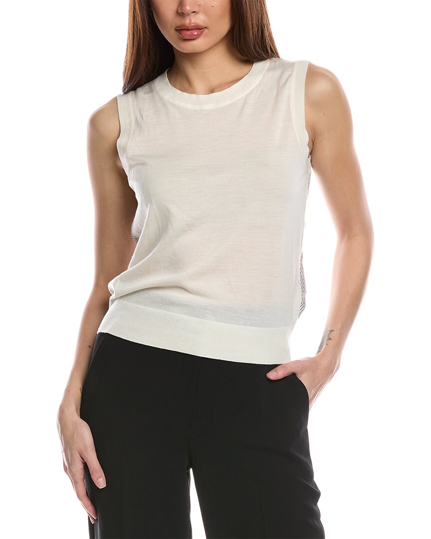 Hugo Boss Flatina Silk-blend Wool Sweater In White