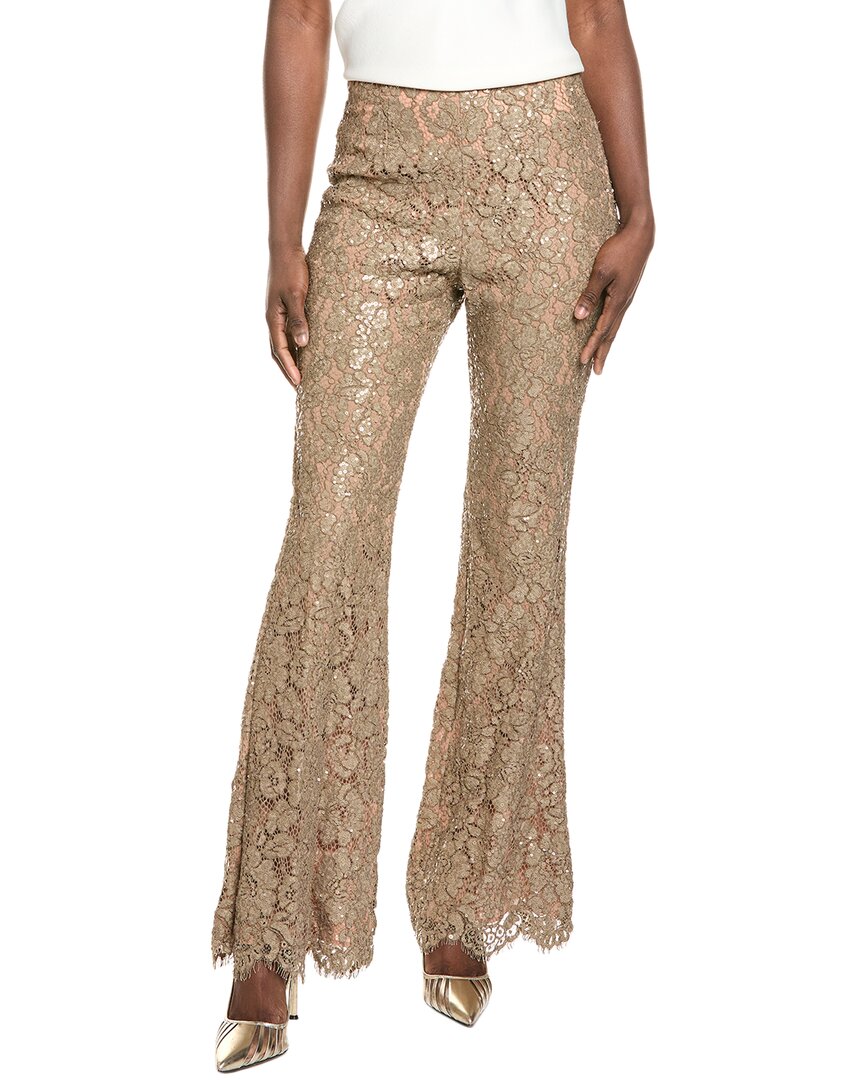 Michael Kors Collection Silk-lined Lace Bootleg Pant In Pink