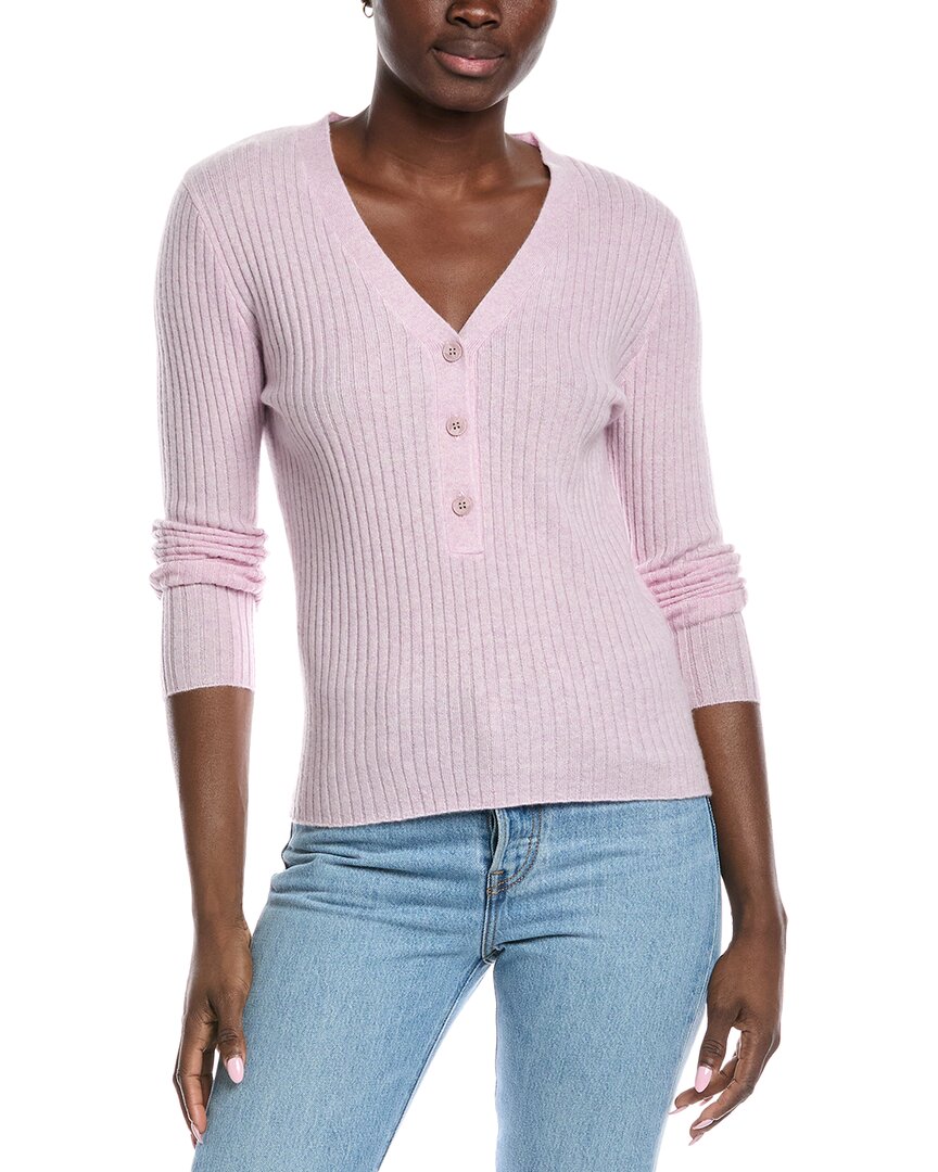 Raffi Cashmere Henley Sweater In Pink