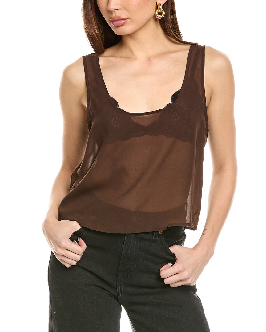 Weworewhat Square Neck Chiffon Tank In Purple