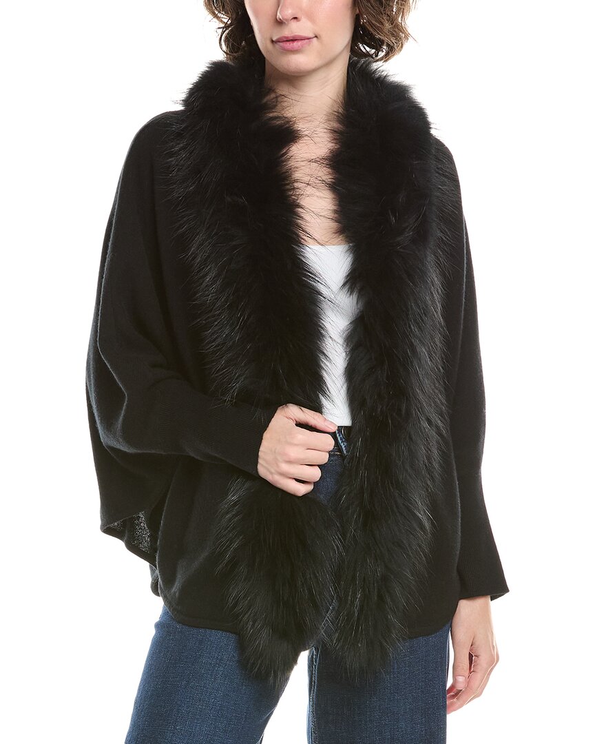 Incashmere Open Front Cashmere Poncho In Black