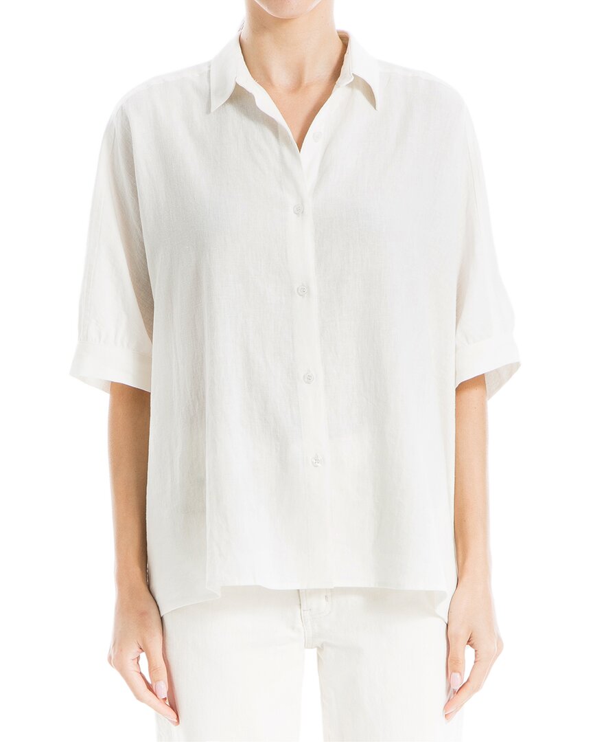 Max Studio High-low Oversized Linen-blend Shirt