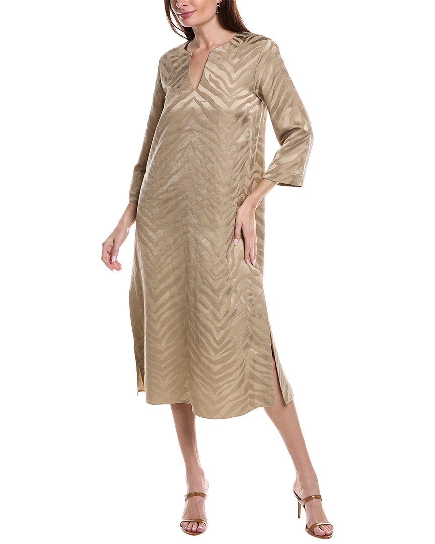 Pre-owned Lafayette 148 York Renata Linen-blend Dress Women's In Smoked Taupe