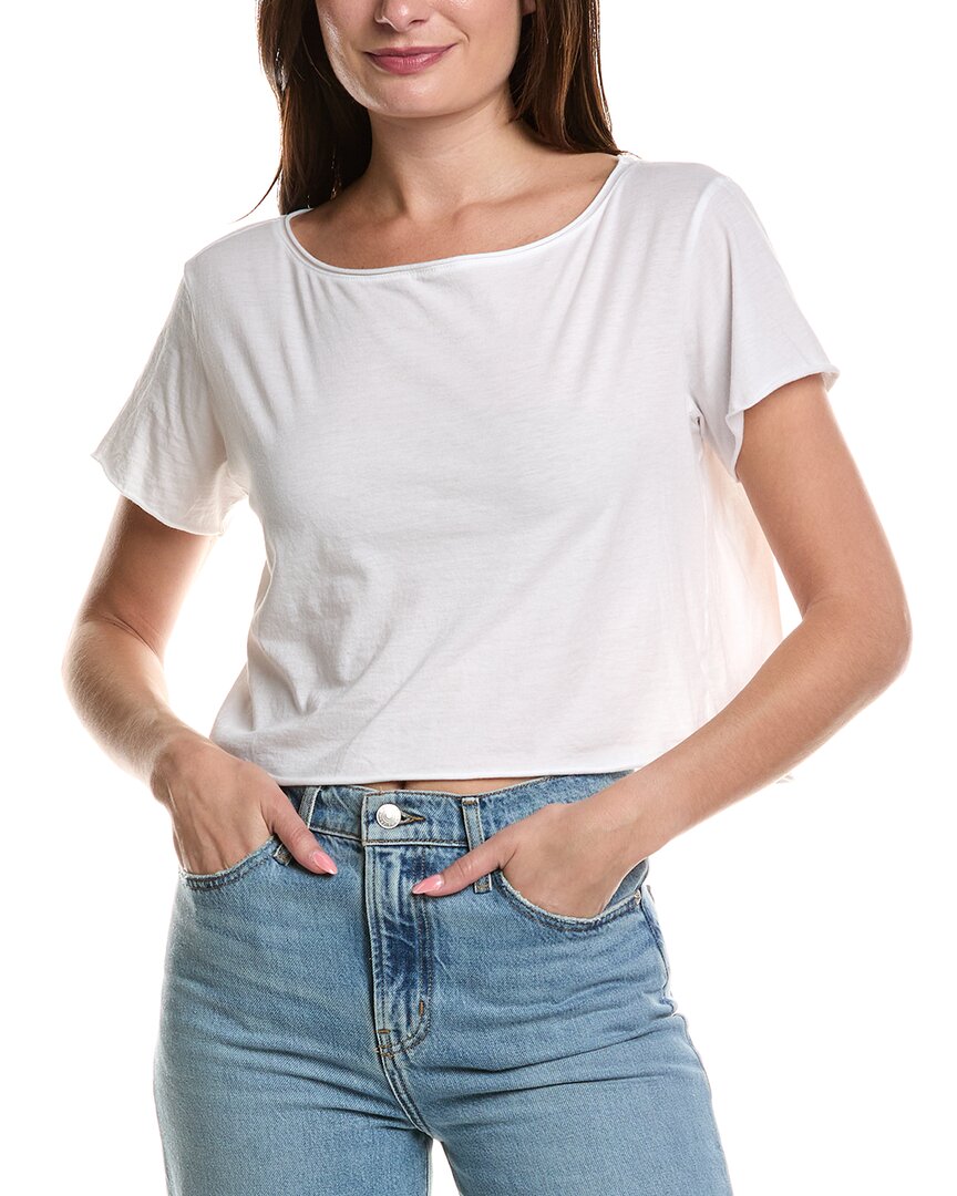 Michael Stars Wide Neck Crop Top In White