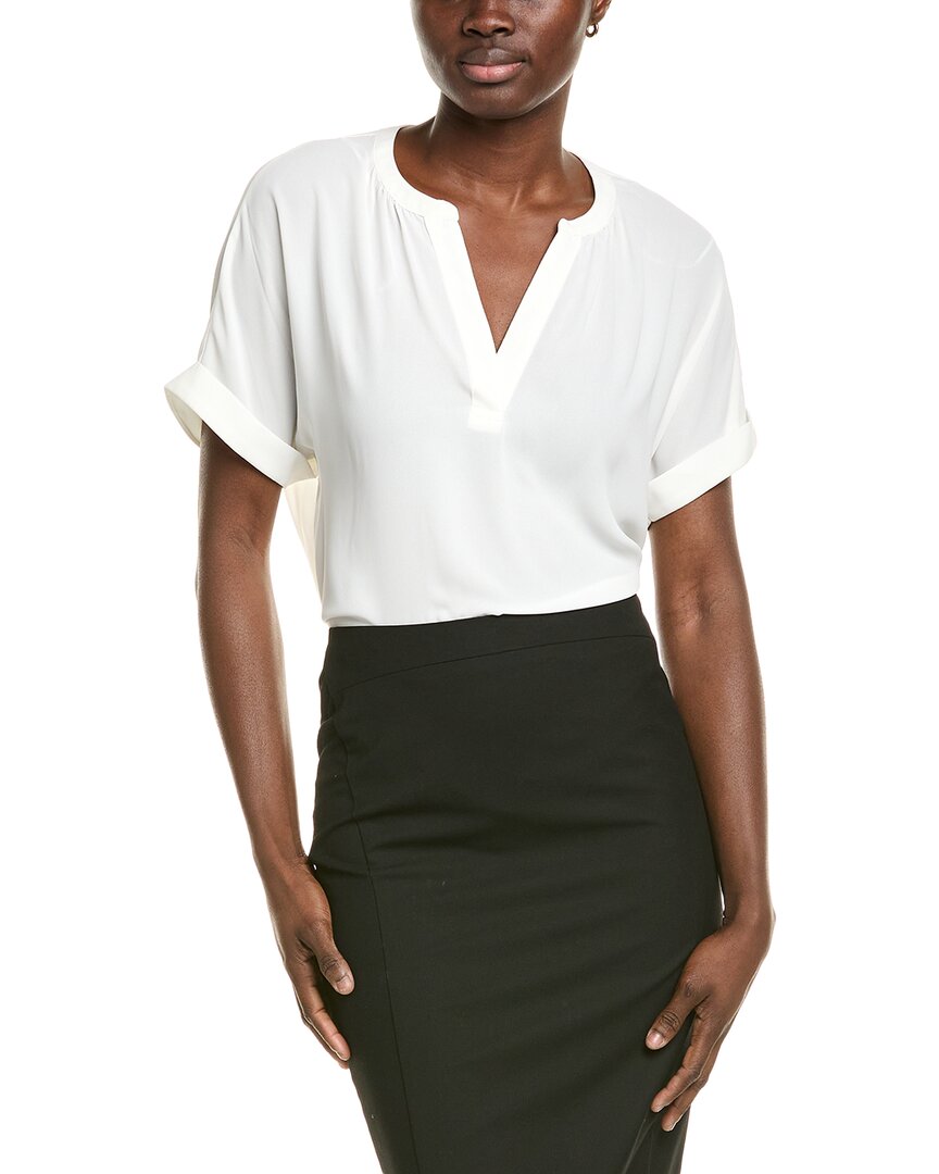 Shop T Tahari Split Neck Rolled Cuff Blouse