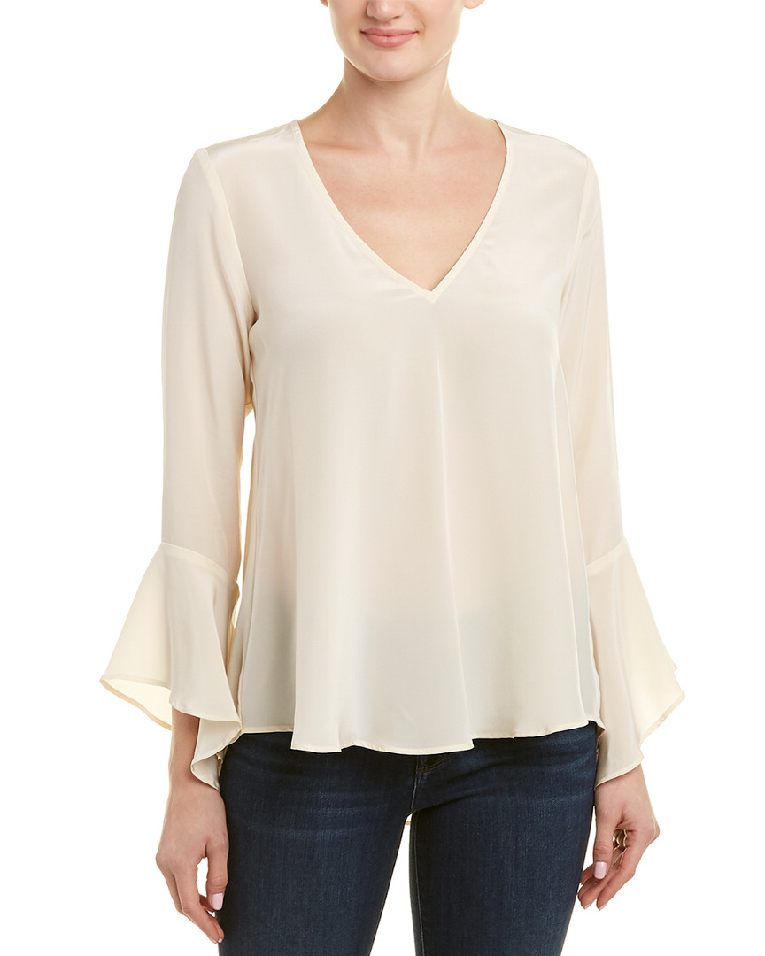 Image of Lavender Brown Bell-Sleeve Silk Top