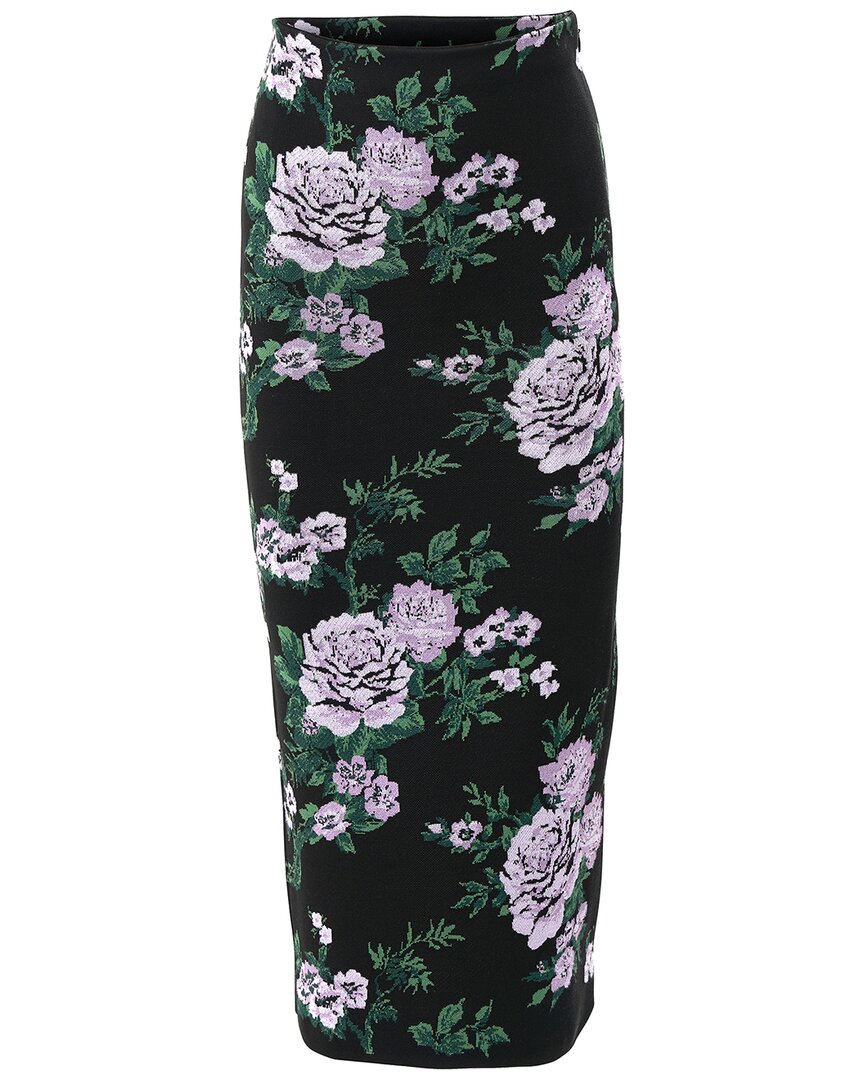 Carolina Herrera Floral-print Satin Midi Pencil Skirt