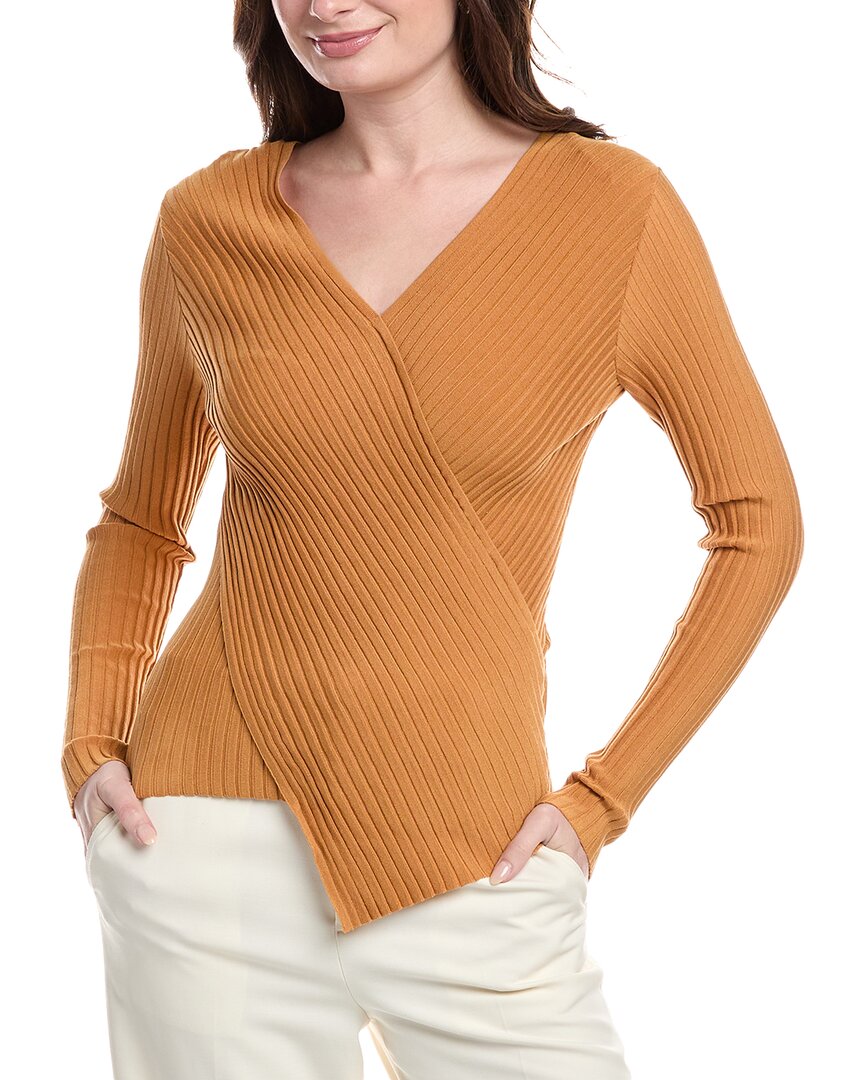 LAFAYETTE 148 LAFAYETTE 148 NEW YORK WRAPPED FRONT RIBBED SILK-BLEND SWEATER