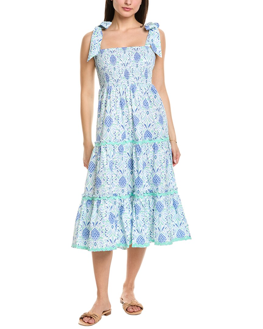 Sail To Sable Smocked Midi Dress In Blue