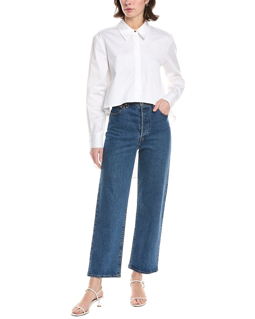 Toccin Kira Poplin High- Low Fly Away Shirt In White