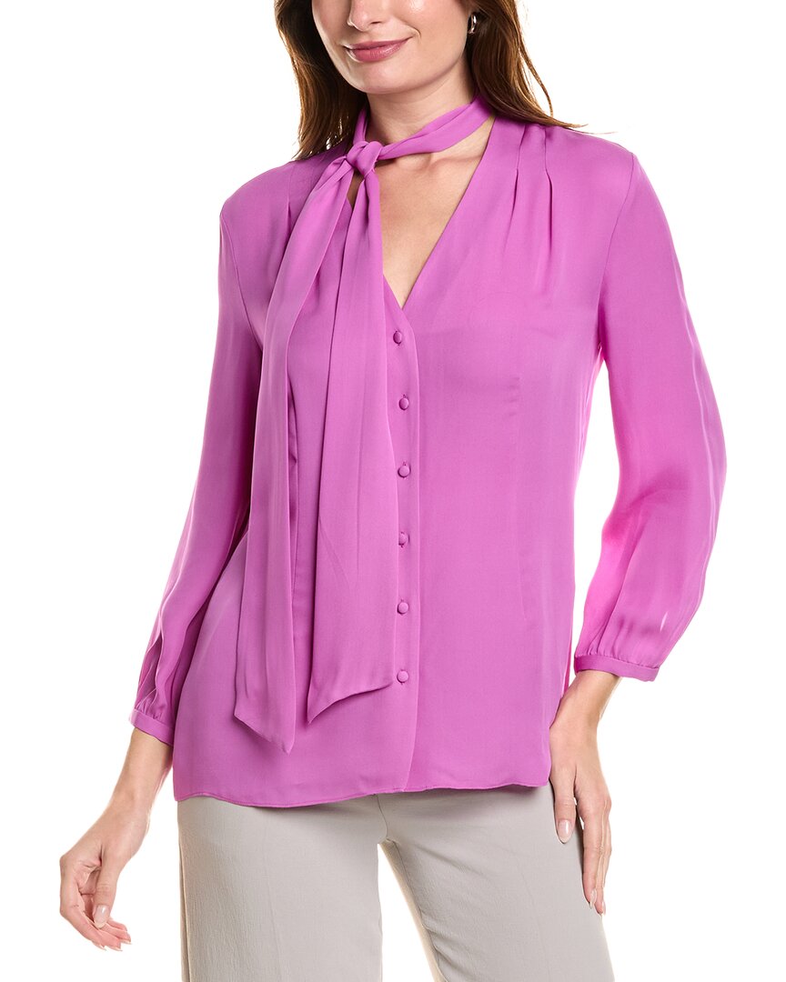 Elie Tahari Tie Silk Shirt In Red