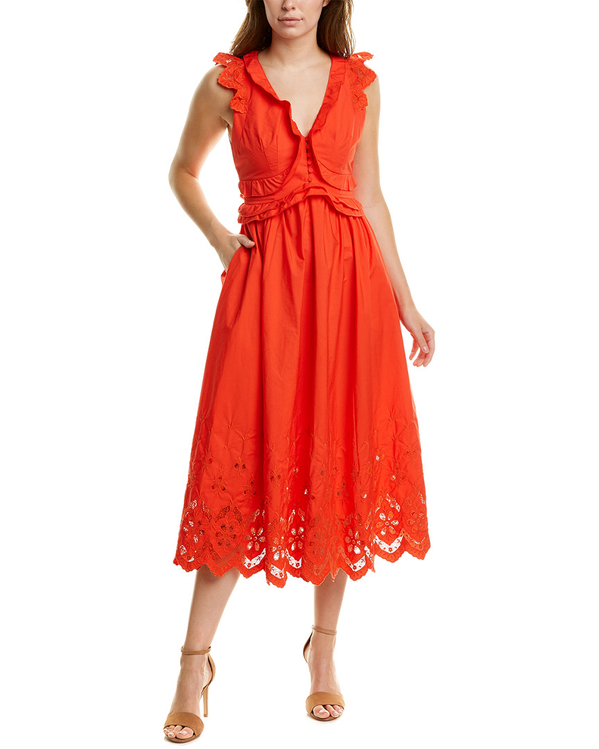 Image of Self-Portrait Embroidered Midi Dress