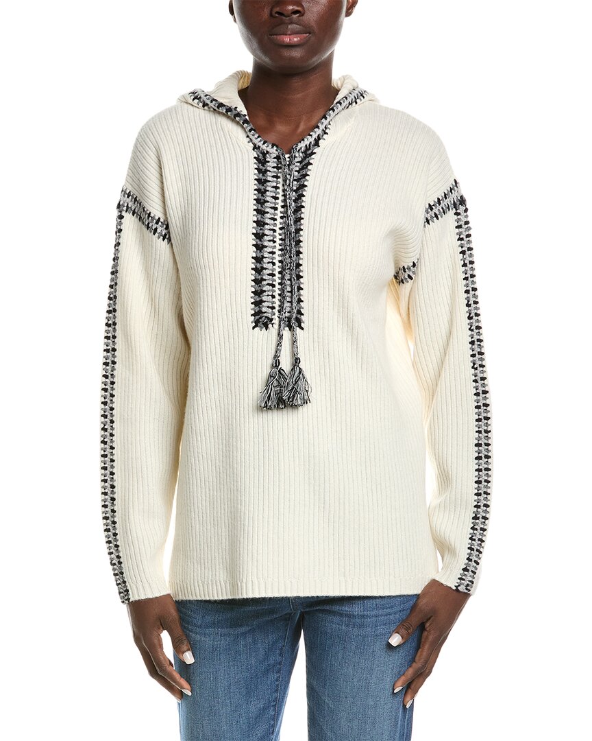 Johnny Was Beltran Whipstitch Wool & Cashmere-blend Hoodie In White