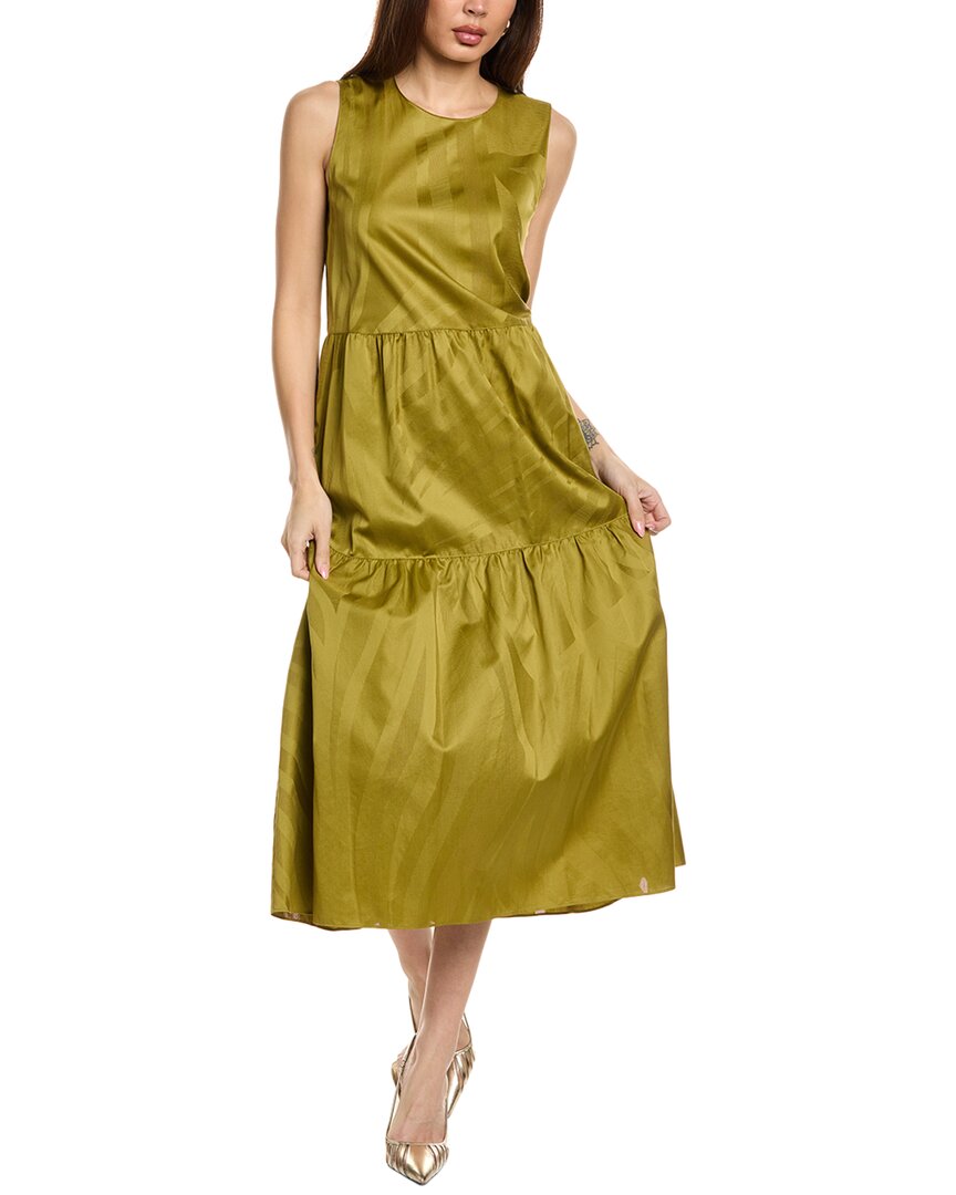 Lafayette 148 New York Two-tier Midi Dress In Green