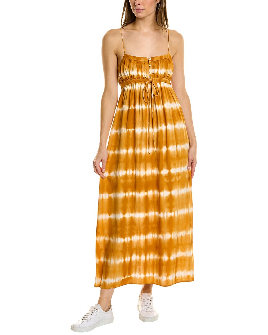Shop Reveriee Empire-waist Midi Dress In Orange