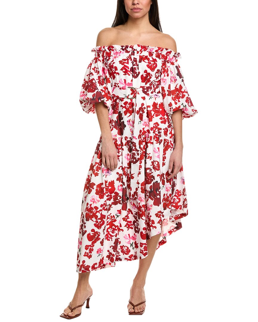 Beulah Midi Dress In Red