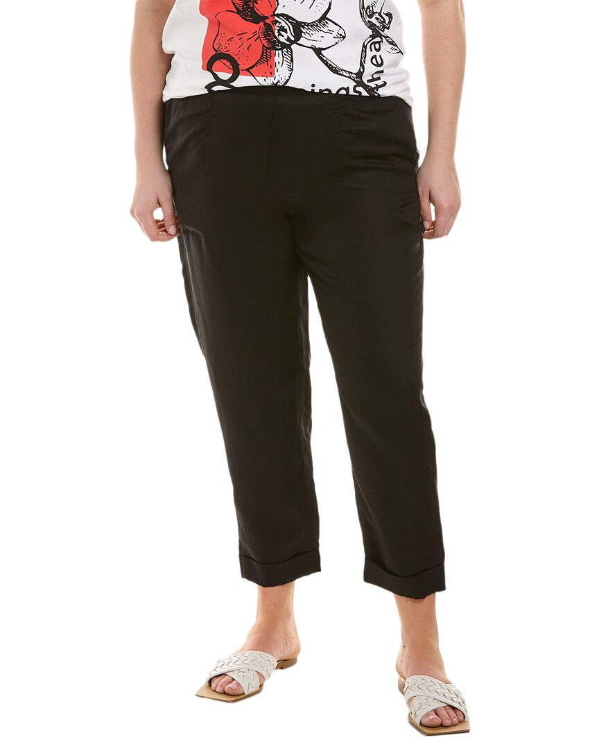 Marina Rinaldi Marina Sport Plus Recale Linen-blend Trouser In Black