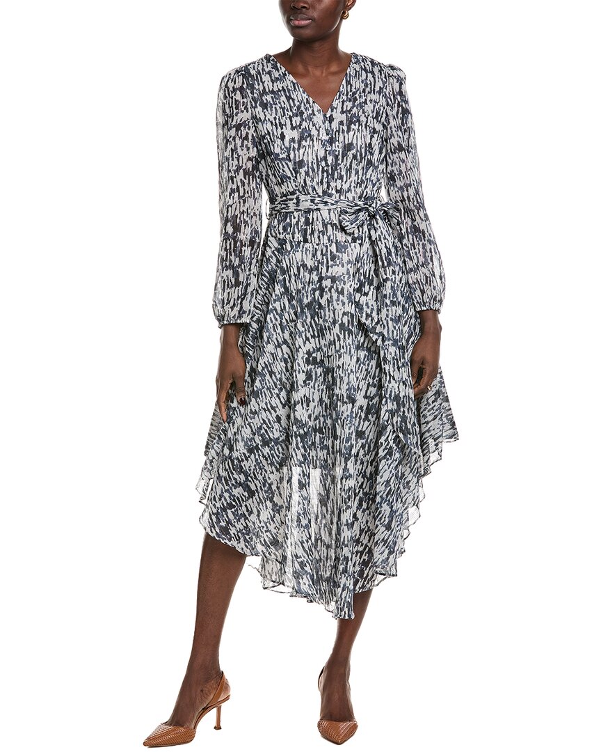 Shop Vince Camuto Tie Waist Midi Dress In Grey