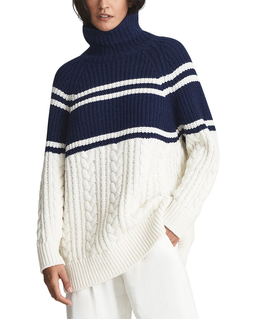 Shop Reiss Scarlett Colorblocked Pattern Wool-blend Sweater In Blue
