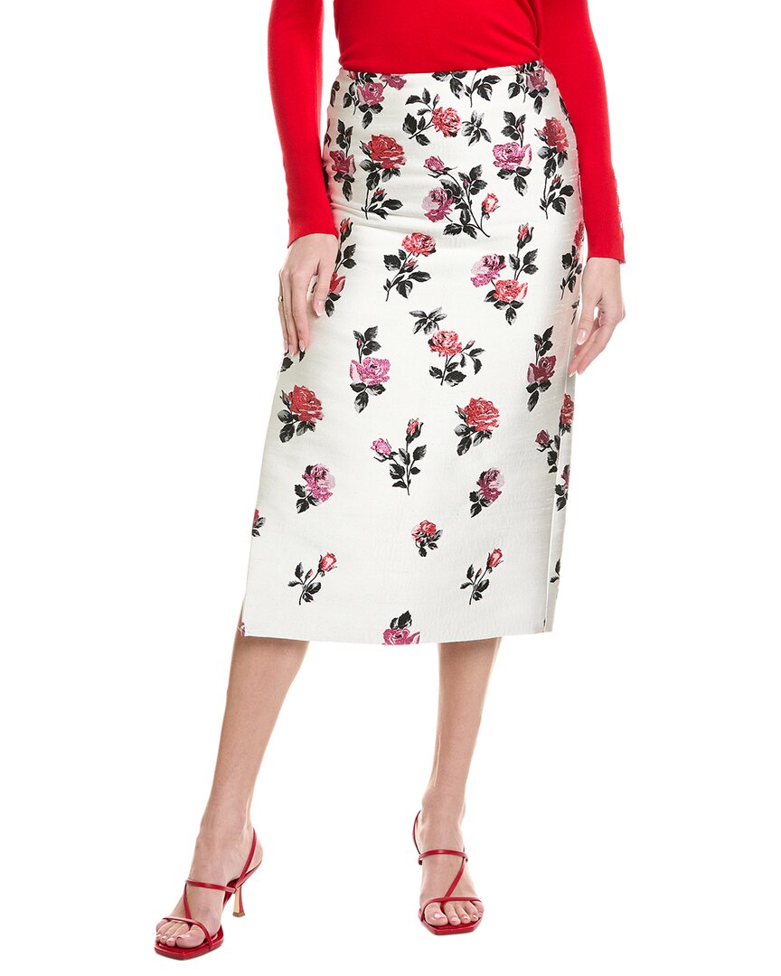 Valentino Jacquard Silk-blend Skirt In White
