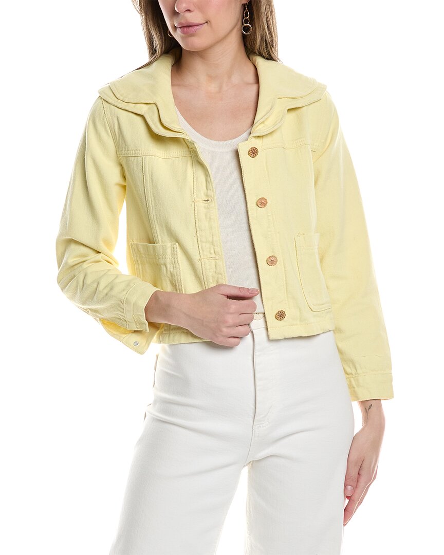 Shop 70/21 Layered Collar Denim Jacket In Yellow