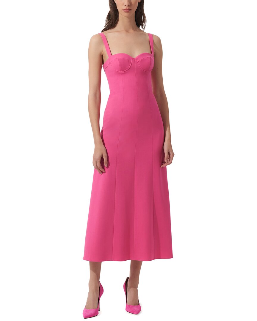 Carolina Herrera Thin Strap Bustier Wool-blend Midi Dress