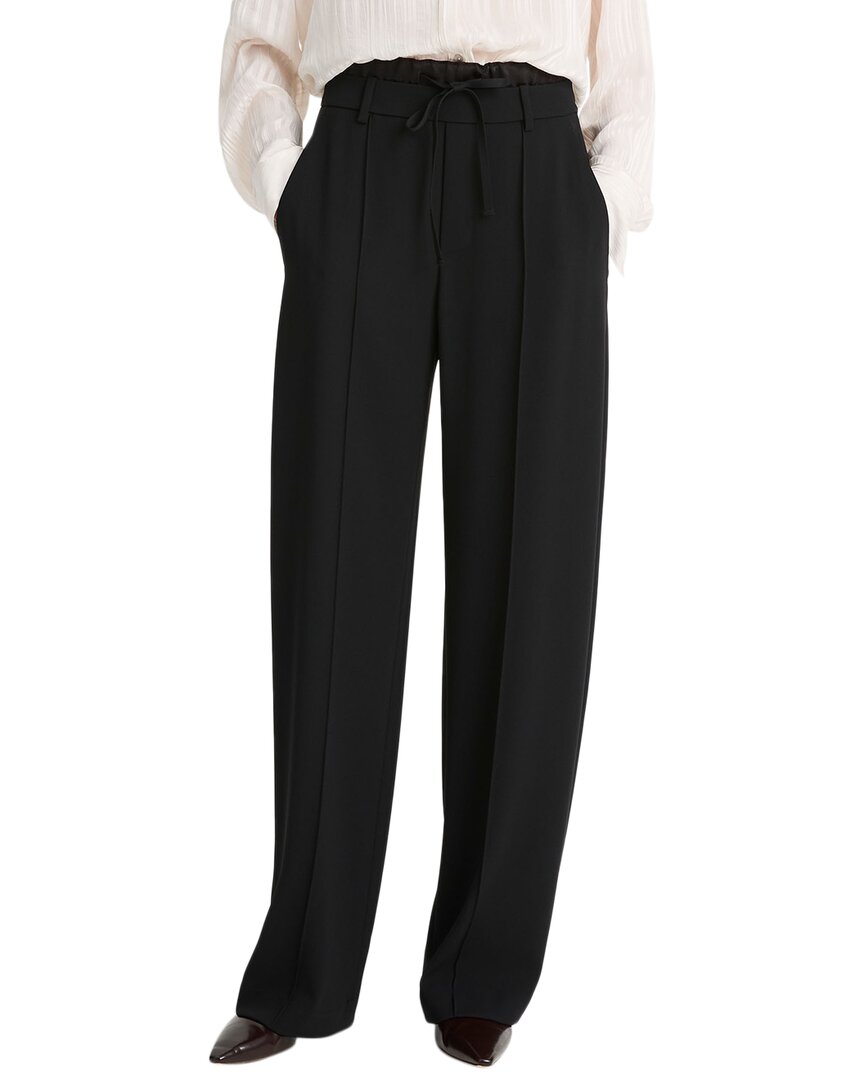 Vince Mid Rise Double Waistband Drawstring Pant In Black