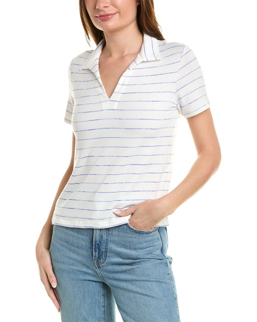 Shop Rag & Bone The Knit Stripe Polo Shirt In Blue