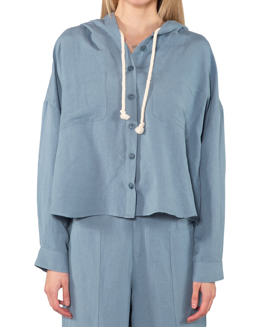 Image of Beulah Linen-Blend Hoodie