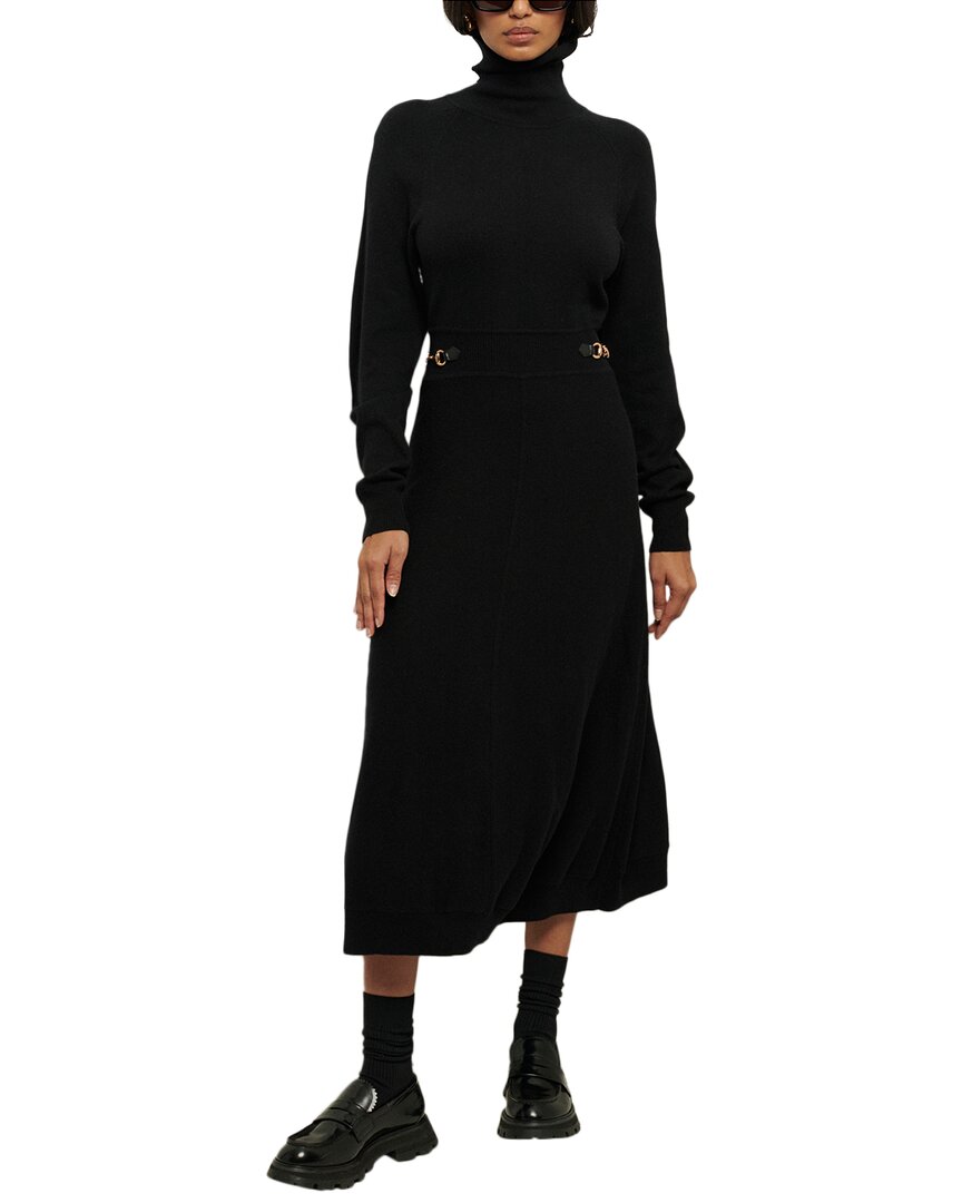 Derek Lam 10 Crosby Embellished Wool Turtleneck Midi Dress In Black