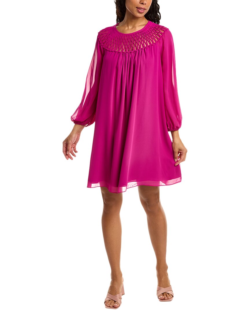 Trina Turk Shining Light Blouson-sleeve Dress In Pink