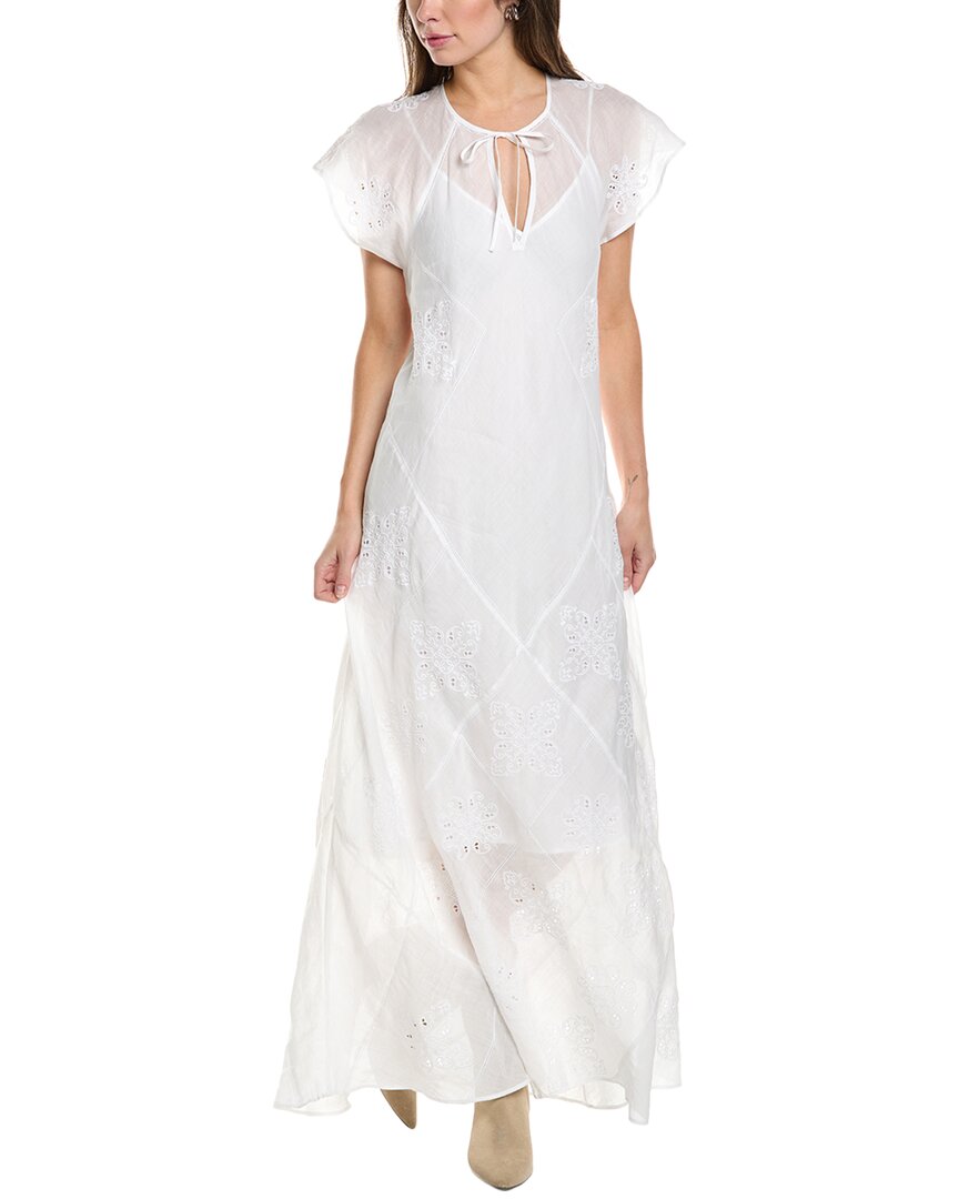 Rag & Bone Delancy Broderie Anglaise Ramie Maxi Dress In White