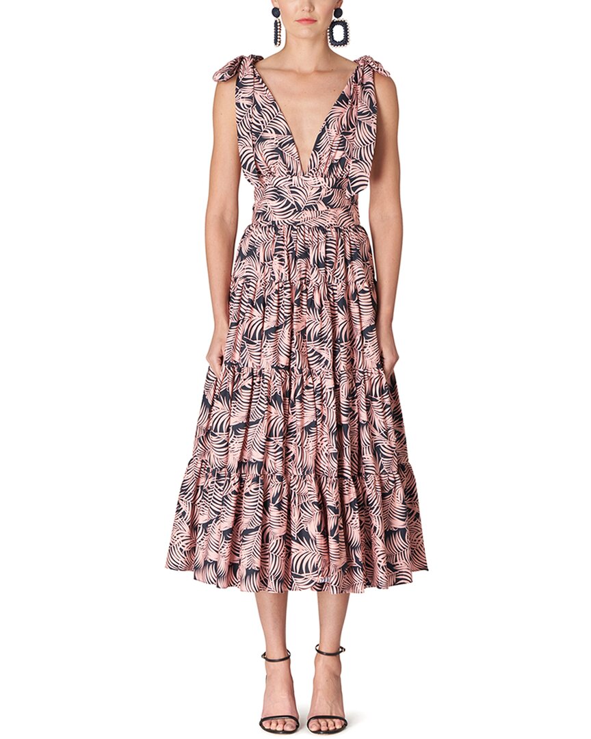 Shop Carolina Herrera Deep V-neck Tiered Midi Dress