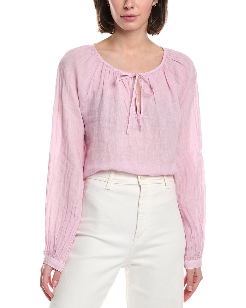 Shop Bella Dahl Shirred Raglan Tie Front Linen Blouse