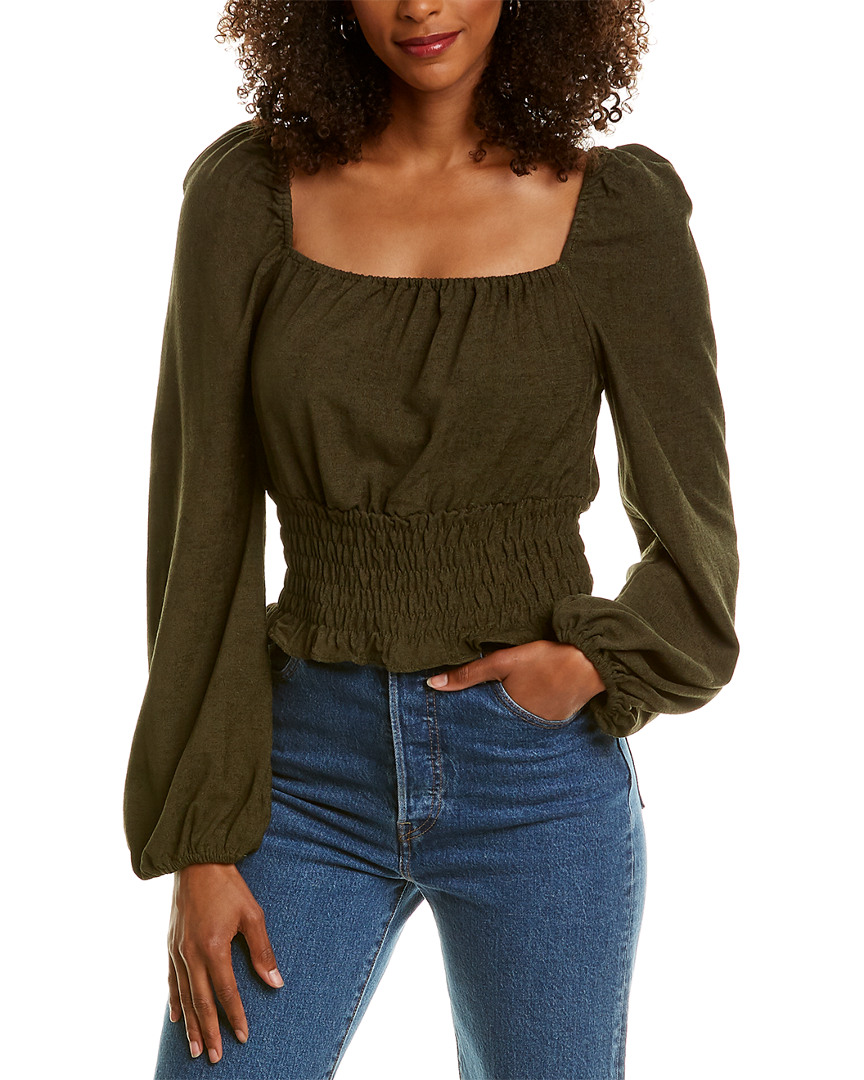 Image of Line & Dot Carmen Linen-Blend Top