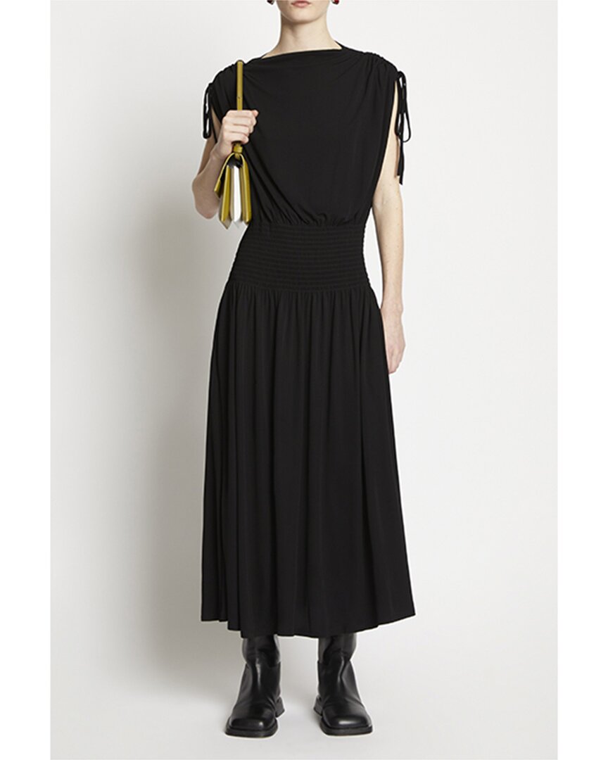 Shop Proenza Schouler White Label Matte Crepe Smocked Maxi Dress In Black