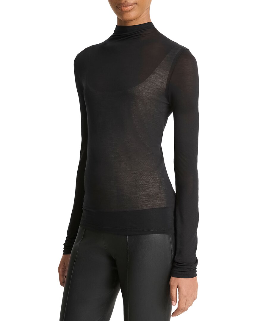 Vince Sheer Long Sleeve Top In Black