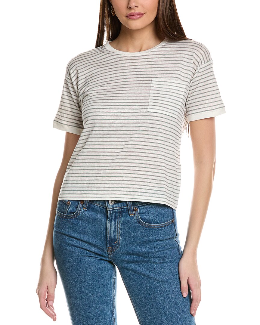 Frame Linen Cropped T-shirt In White
