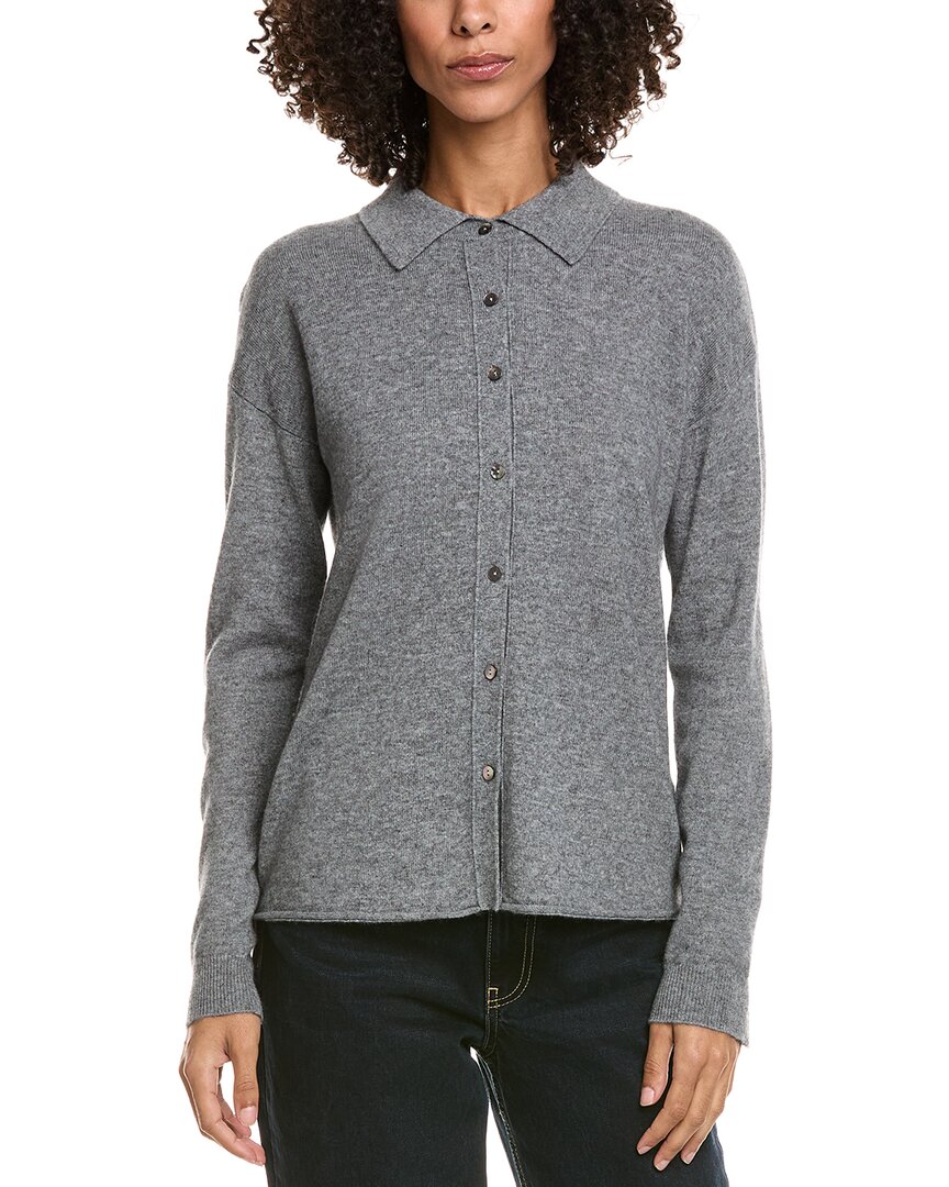 Incashmere Shirt Style Wool & Cashmere-blend Sweater In Gray