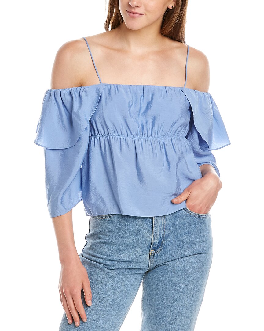 Vince Off-the-shoulder Paneled Top In Blue