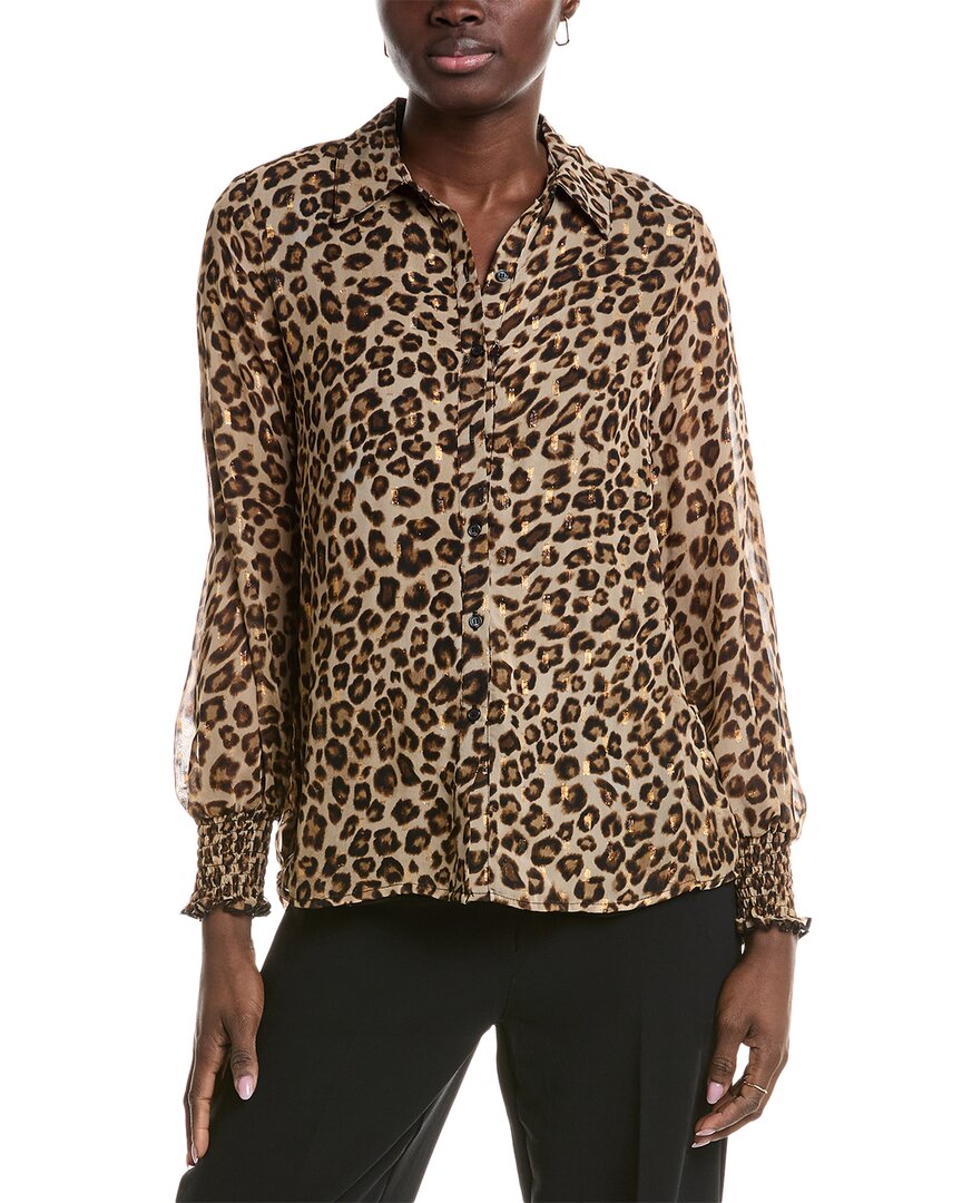 T Tahari Women's Leopard Print Blouse In Beige