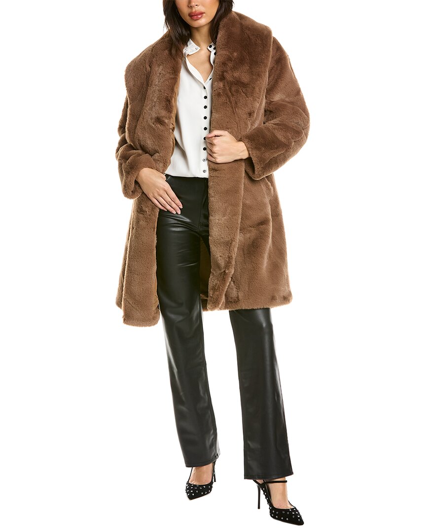 Adrienne Landau Belted Coat In Brown