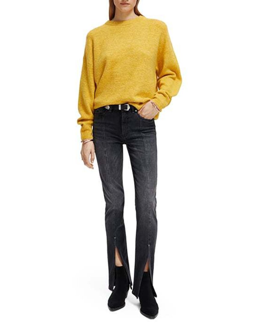 Shop Scotch & Soda Soft Crewneck Wool-blend Pullover In Yellow