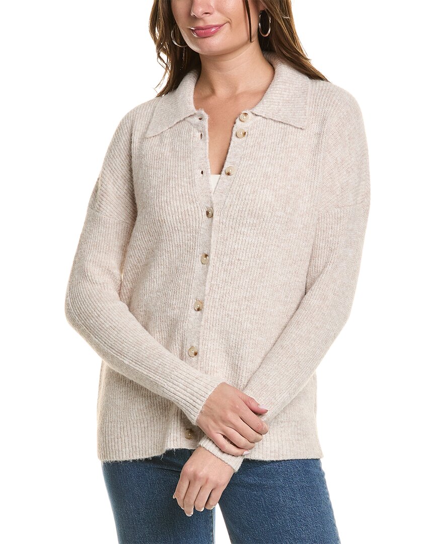 Shop Central Park West Mia Button-up Sweater In Brown