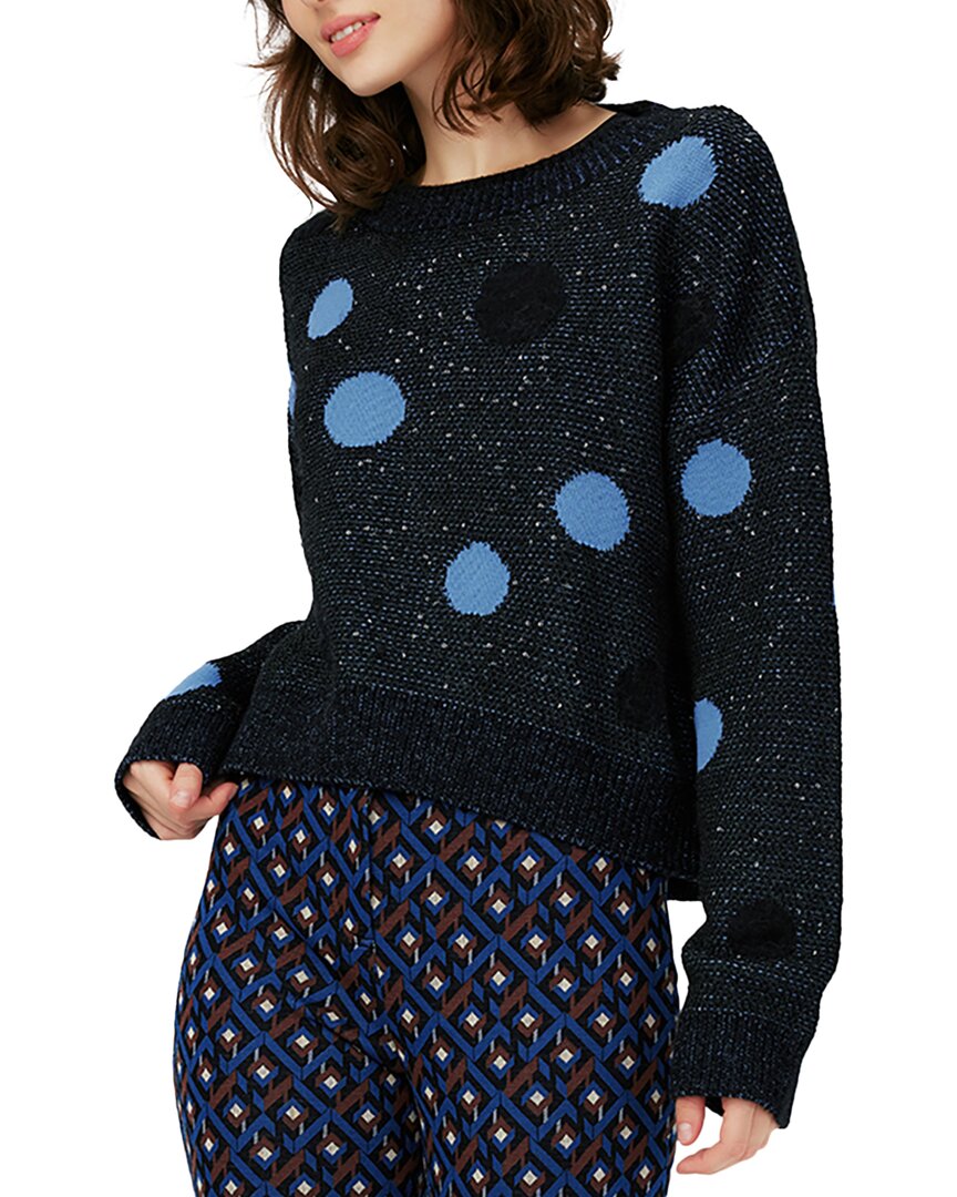 Diane Von Furstenberg Phillipa Sequin Knit Jacquard Top In Blue
