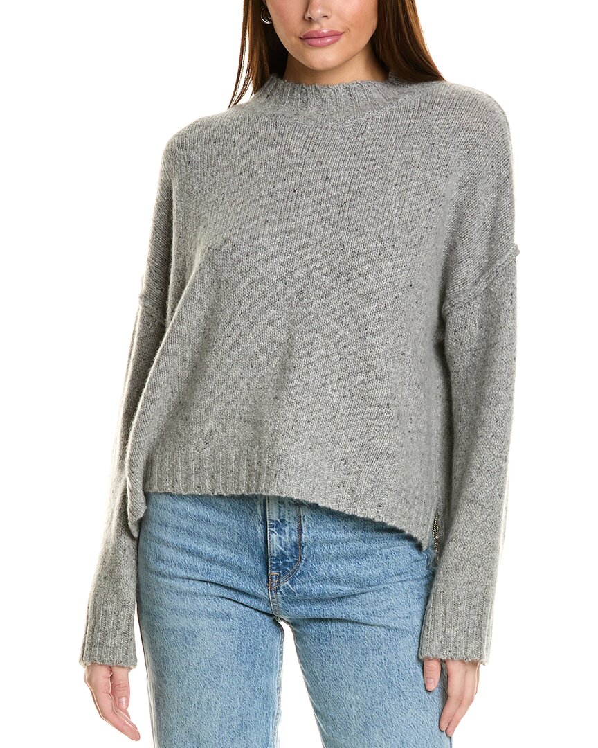 Shop Collaboration Slub Chunky Mock Neck Cashmere Sweater In Grey