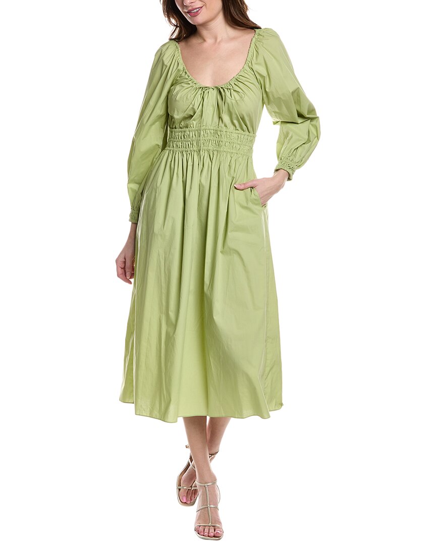 REBECCA TAYLOR REBECCA TAYLOR POPLIN SMOCKED WAIST MAXI DRESS