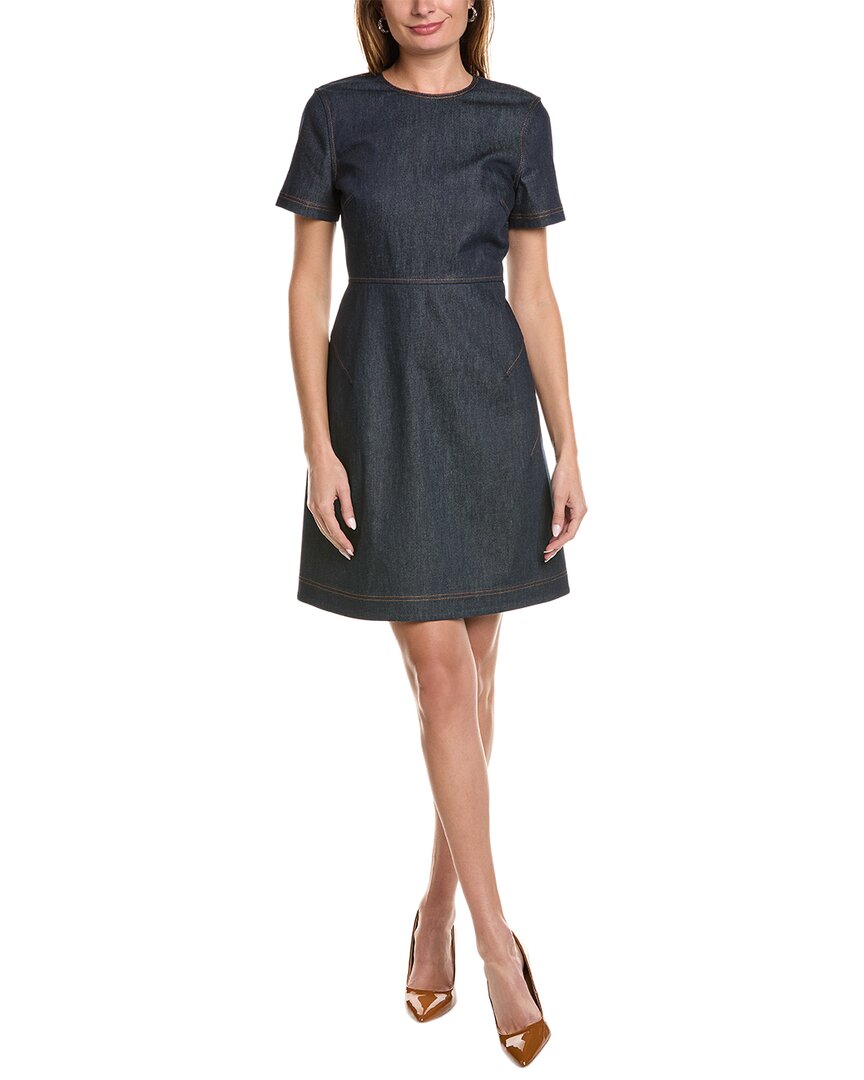 Shop Lafayette 148 New York Fit-and-flare Dress In Blue