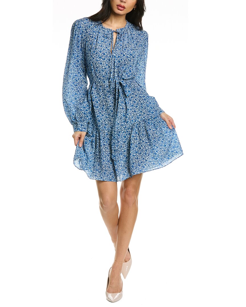 REBECCA TAYLOR DELFT FLEUR BELTED SILK MINI DRESS